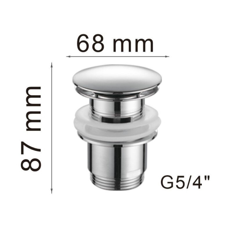 Донный клапан Haiba, для раковины, с переливом, click-clack, хром, HB63