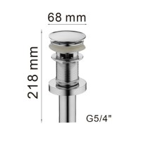 Донный клапан Haiba, для раковины, с переливом, click-clack, хром, HB65-2