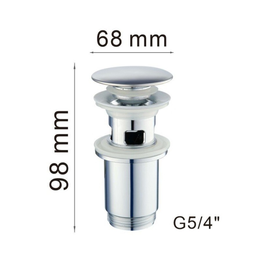 Донный клапан Haiba, для раковины, с переливом, click-clack, хром, HB65-3