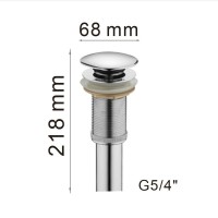 Донный клапан Haiba, для раковины, без перелива, click-clack, хром, HB65