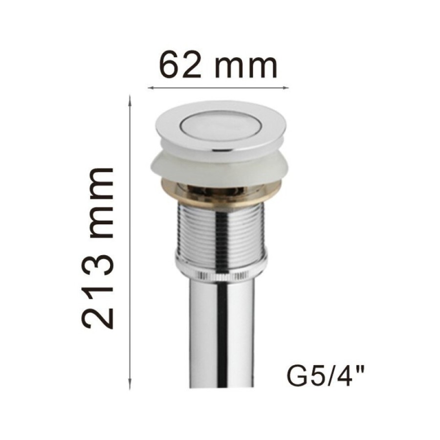 Донный клапан Haiba, для раковины, click-clack, с переливом, цвет хром, HB66-2