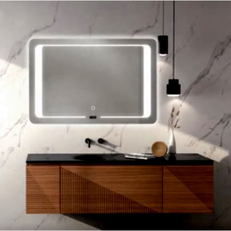Зеркало Haiba, 70 х 50 см, с LED-подсветкой, с индикатором времени и температуры, HB664