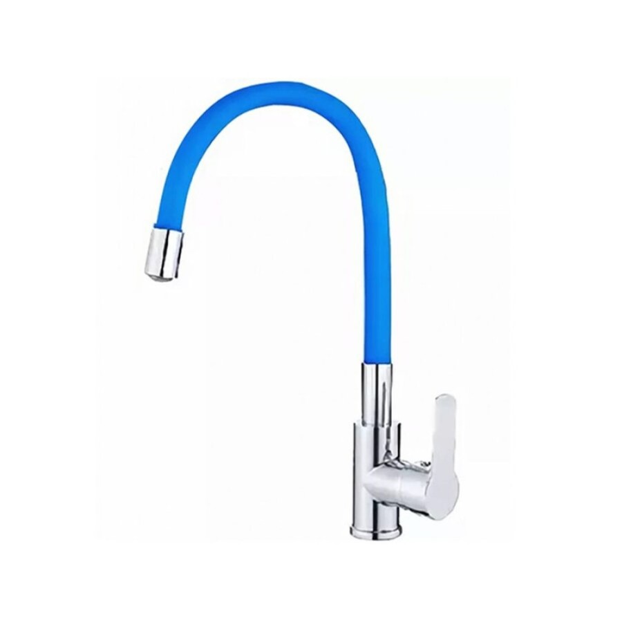 Смеситель для кухни Haiba HB70112-4 с гибким изливом, синий/хром