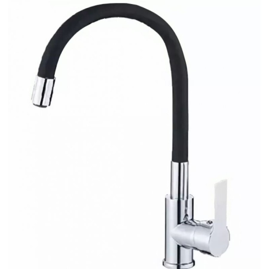 Смеситель для кухни Haiba HB70112-7 с гибким изливом, черный/хром
