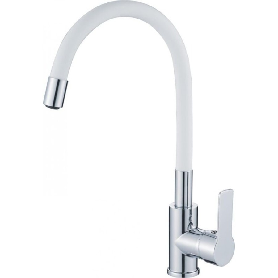 Смеситель для кухни Haiba HB70112-8 с гибким изливом, белый/хром