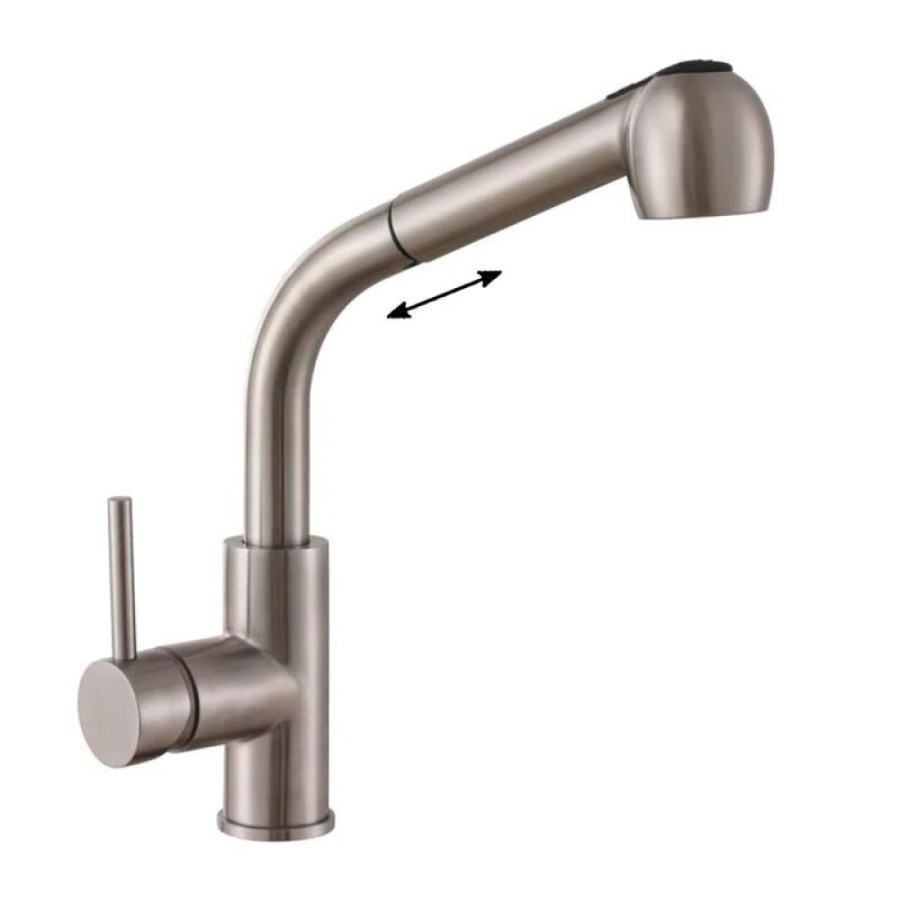 Смеситель для кухни Haiba HB70304-2 с выдвигающейся лейкой, сталь
