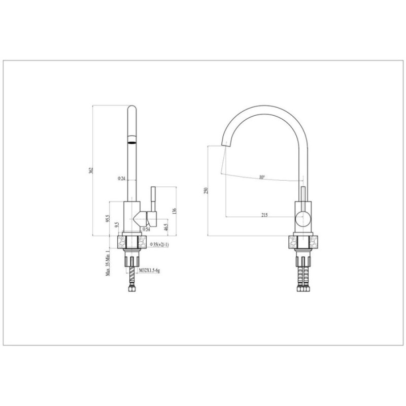 Смеситель для кухни Haiba HB70304-3, сталь