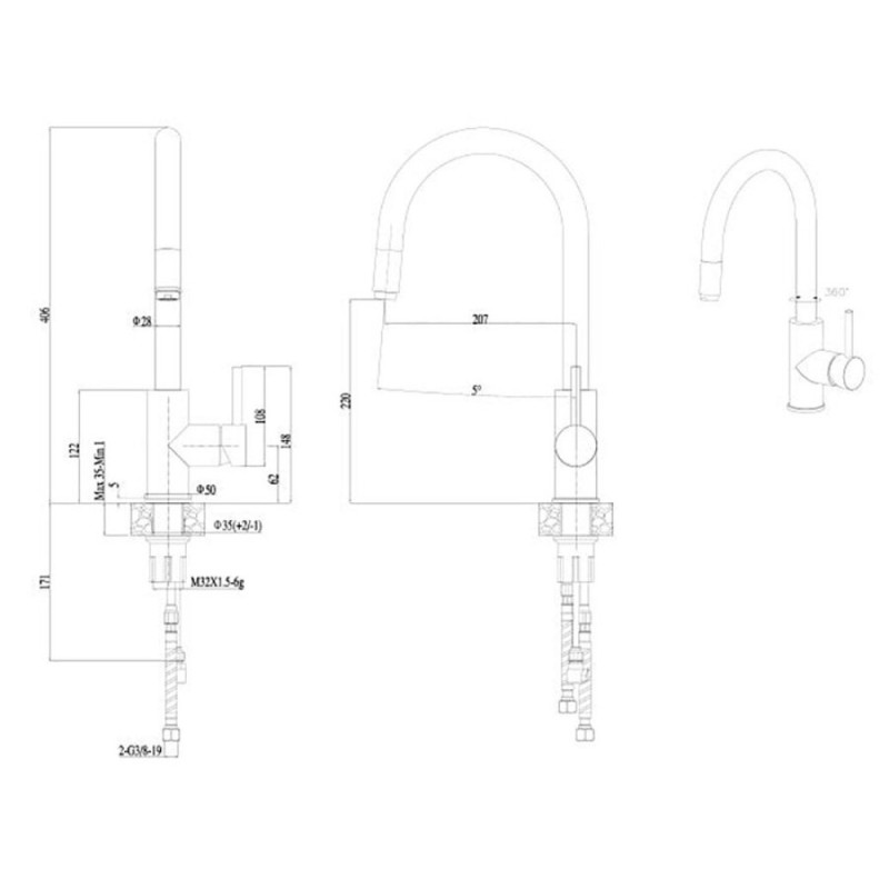 Смеситель для кухни Haiba HB70304-5, сталь