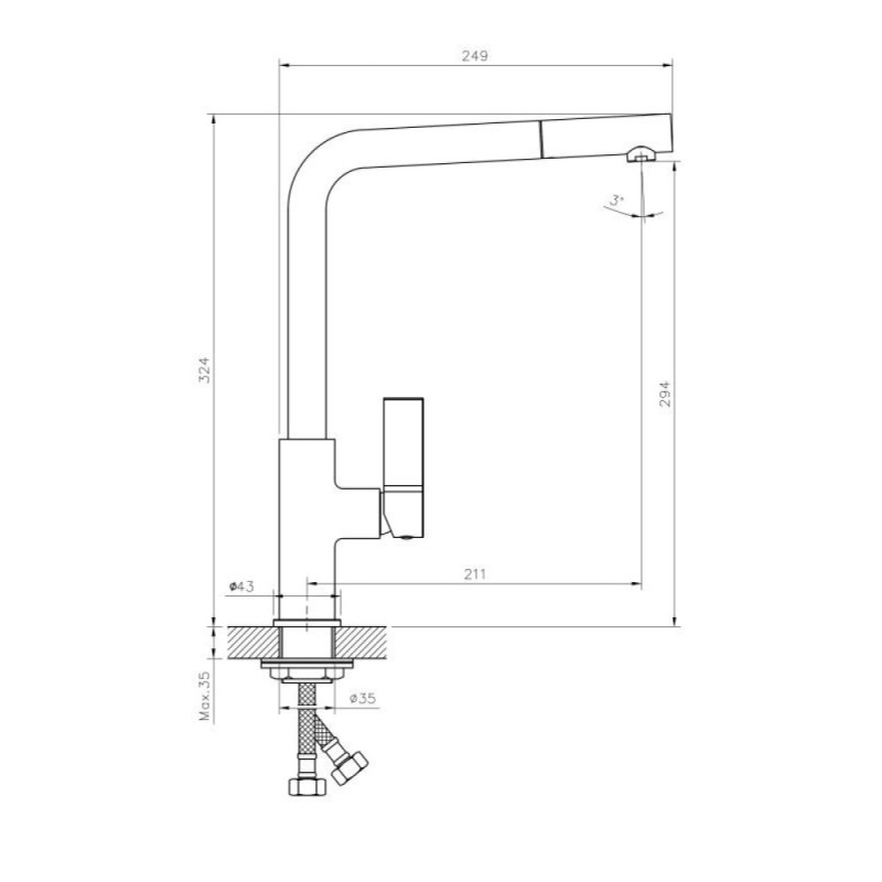 Смеситель для кухни Haiba HB70501, хром
