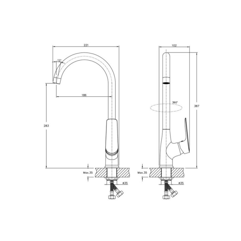 Смеситель для кухни Haiba HB70506, хром