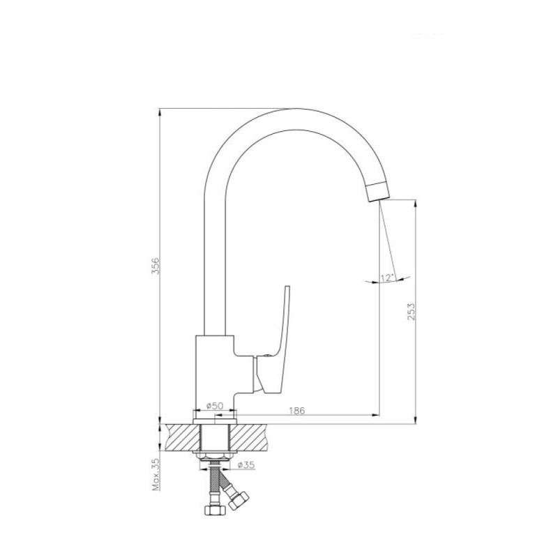 Смеситель для кухни Haiba HB70587, хром