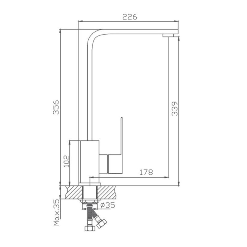 Смеситель для кухни Haiba HB70803, сталь
