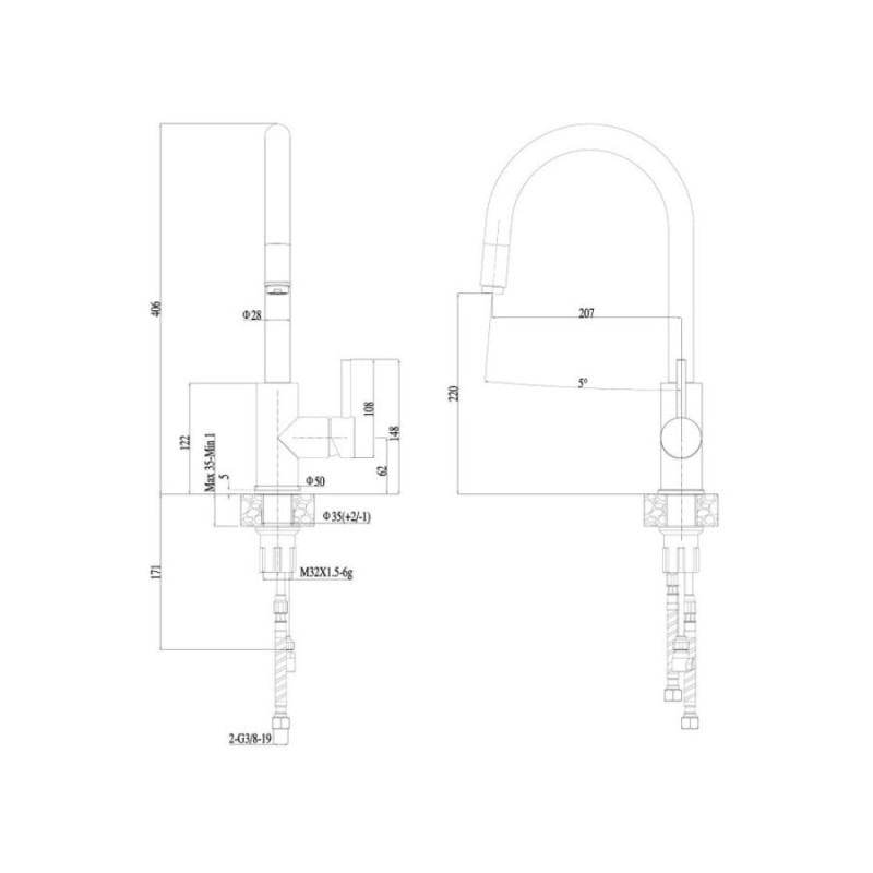 Смеситель для кухни Haiba HB71304-3, сталь