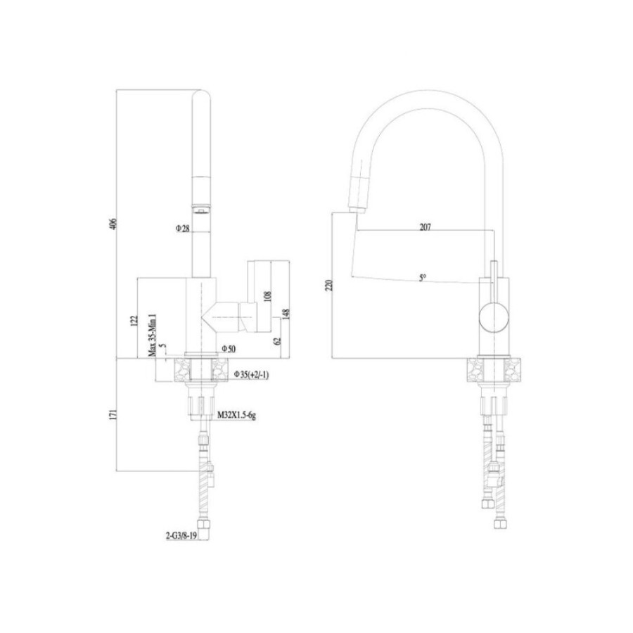 Смеситель для кухни Haiba HB71304-3, сталь