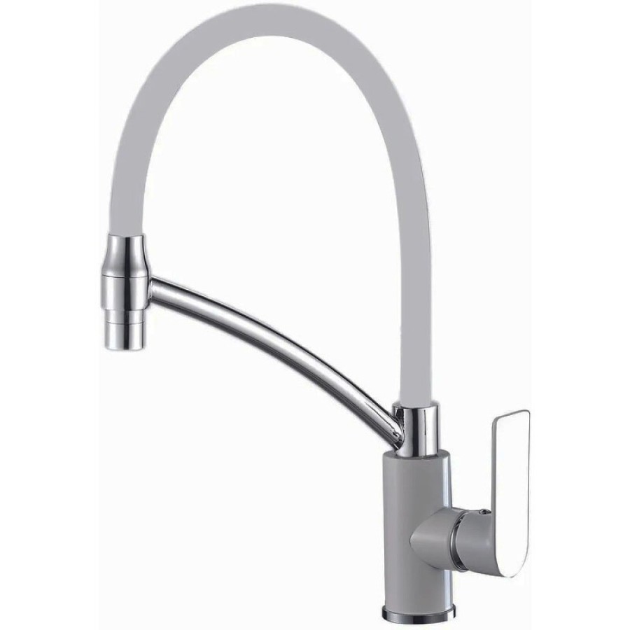 Смеситель для кухонной мойки Haiba, гибкий излив, белый/хром, HB72505-8