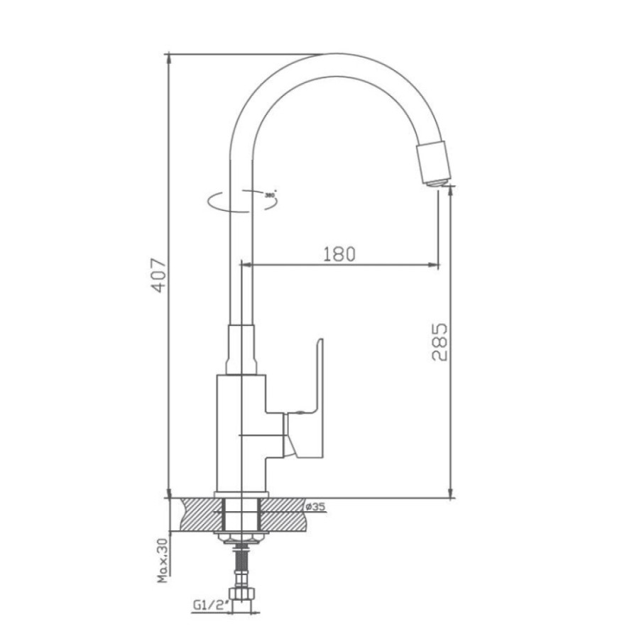 Смеситель для кухни Haiba HB73505-8 с гибким изливом, белый/хром