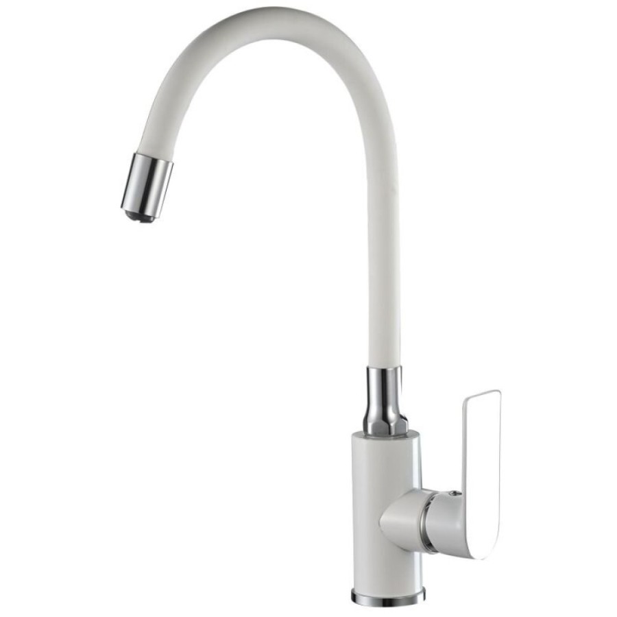 Смеситель для кухни Haiba HB73505-8 с гибким изливом, белый/хром