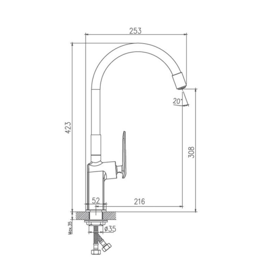 Смеситель для кухни Haiba HB73548-7, черный