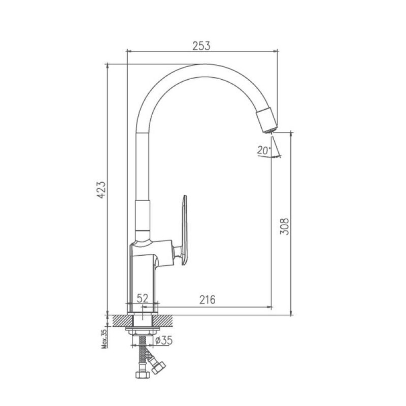 Смеситель для кухни Haiba HB73548-8, белый/хром