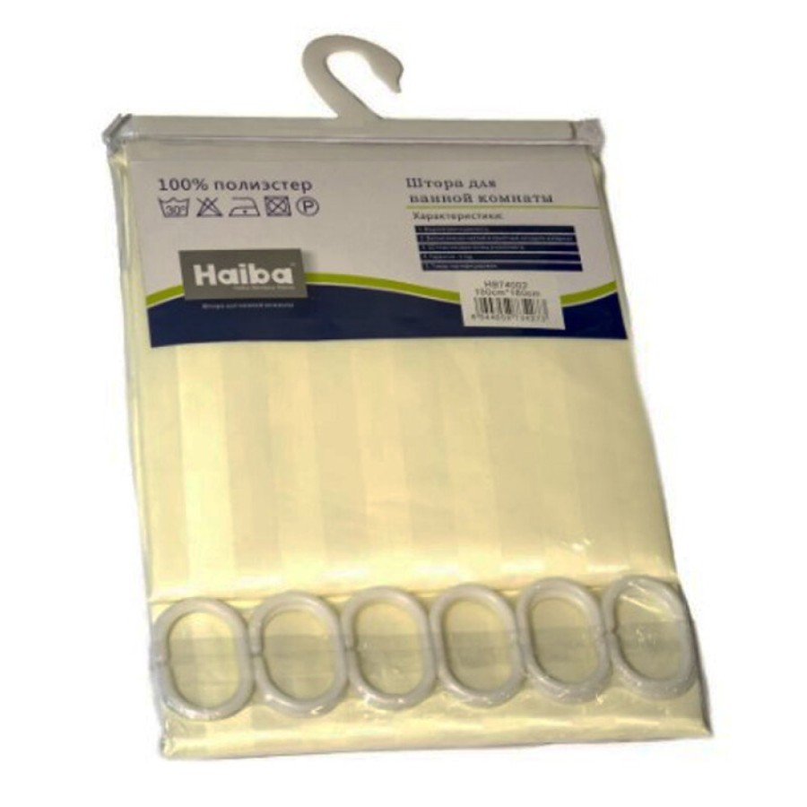 Штора для ванной Haiba 180 х 180 см, желтая, HB74002