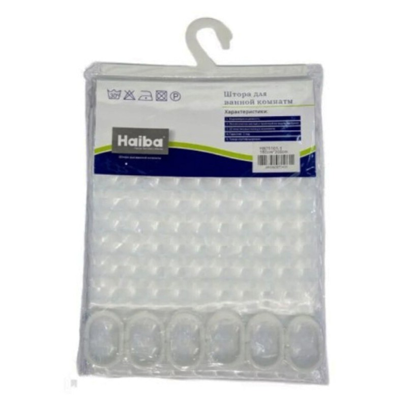 Штора для ванной Haiba 180 х 200 см, 3D-эффект, белая, HB75101-1