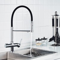Смеситель для кухонной мойки Haiba, с подключением фильтра питьевой воды, хром/черный, HB76854