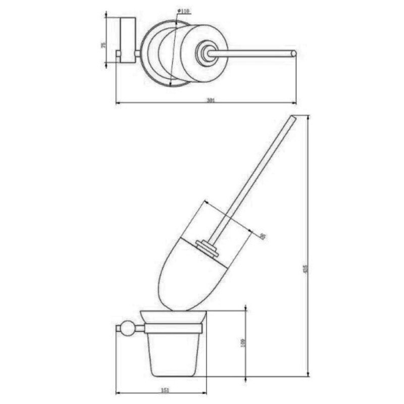 Ершик для унитаза с держателем Haiba, черный, HB8410-7