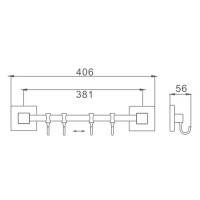 Планка с крючками Haiba, 4 крючка, хром, HB8615-4