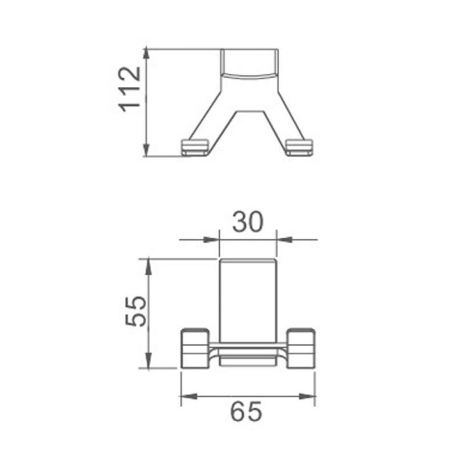 Крючок двойной, хром/белый, HB8805-2