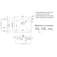 Кухонная мойка Zorg HD 5951 GRAFIT, 59 см, нержавеющая сталь, цвет графит