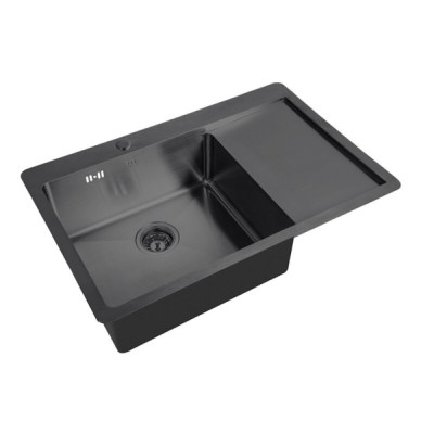 Кухонная мойка Zorg HD 7851-L GRAFIT/HD 7851-R GRAFIT, 78 см, нержавеющая сталь, цвет графит, чаша слева/справа