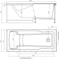 Акриловая ванна Timo HELLA1575, 150 х 75 см, цвет белый