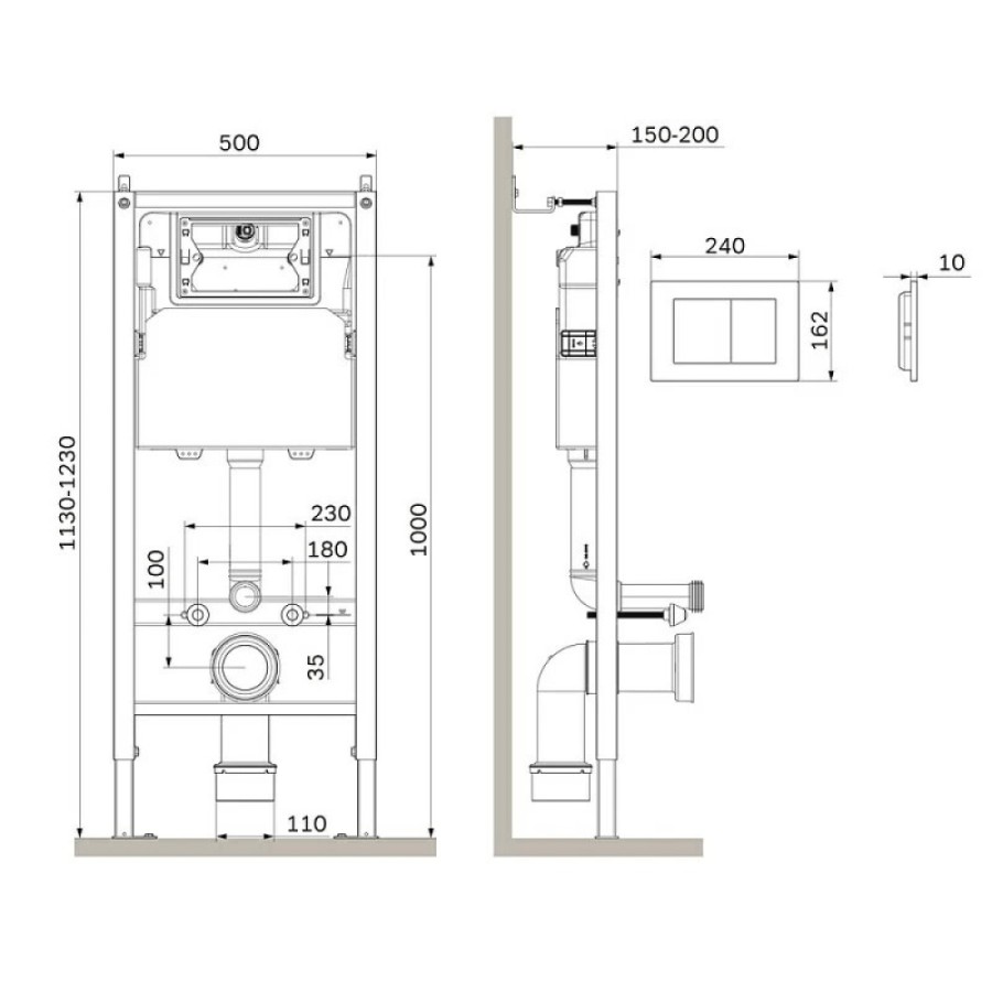 Инсталляция Am.Pm PrimeFit I012709.0201, для подвесного унитаза, клавиша PrimeFit S, белый глянцевый