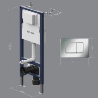 Инсталляция Am.Pm PrimeFit I012709.0251, для подвесного унитаза, клавиша PrimeFit S, хром глянцевый