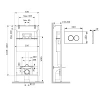 Инсталляция Am.Pm MasterFit, I012710.0138, для подвесного унитаза, с клавишей ProC L, цвет черный матовый