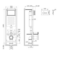 Инсталляция для подвесного унитаза с клавишей Am.Pm ErgoFit I012711.0138, цвет клавиши черный матовый