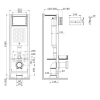 Инсталляция для подвесного унитаза с клавишей Am.Pm ErgoFit M I012711.0338, цвет клавиши черный матовый