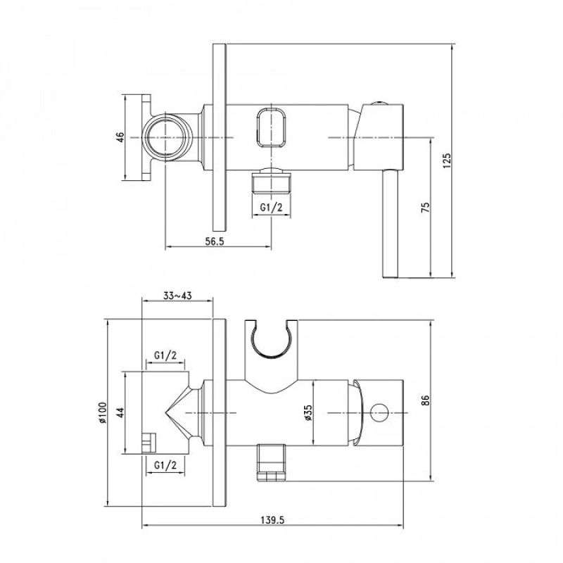 Гигиенический душ со смесителем Iddis Axes 003SBR0i08 Хром
