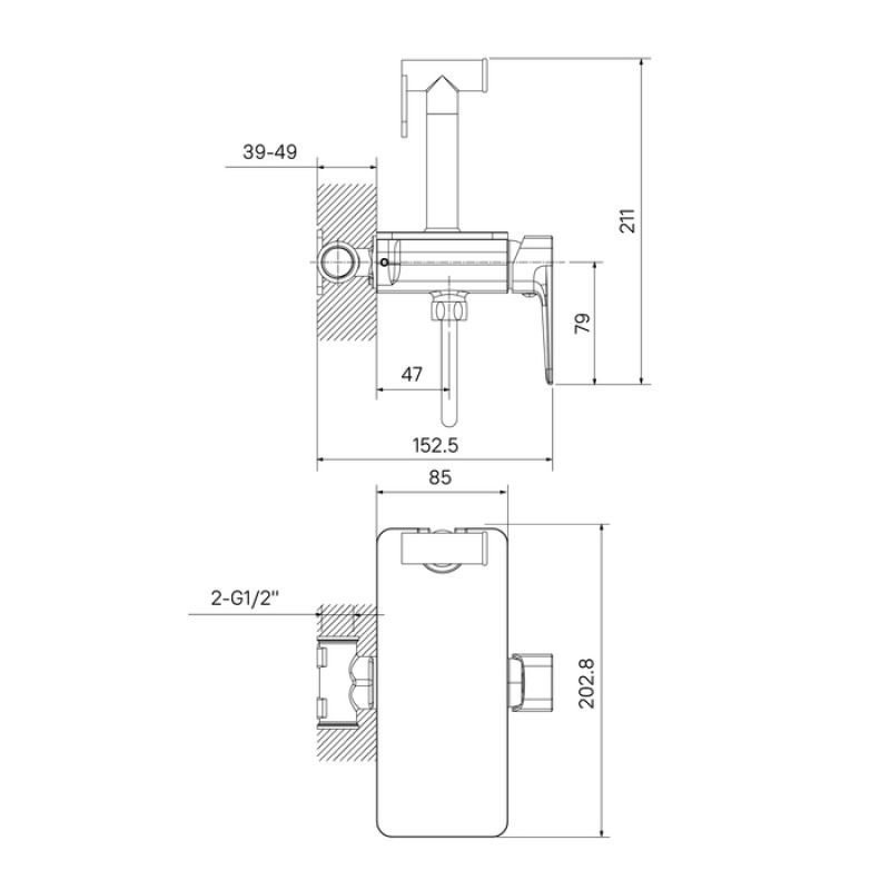 Гигиенический душ со смесителем Iddis Axes AXEBLSHi08 Черный матовый