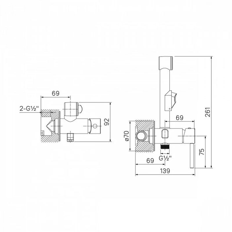Гигиенический душ со смесителем Iddis Axes 003BLR0i08 Черный