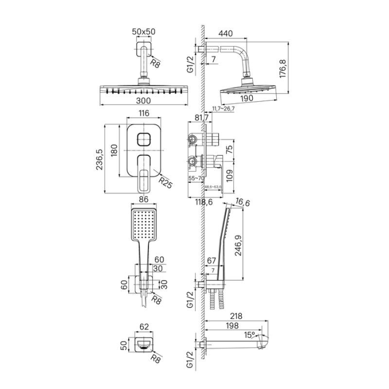 Душевая система Iddis Slide SLISB03i68 Хром