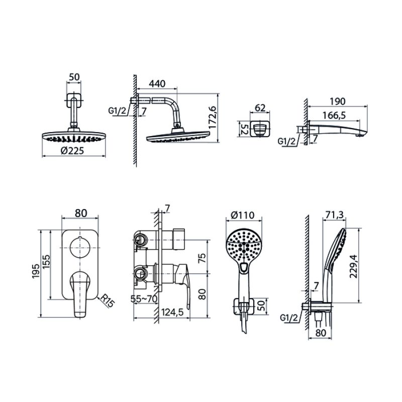 Душевой комплект IDDIS Ray RAYSB03i68 С ВНУТРЕННЕЙ ЧАСТЬЮ, хром