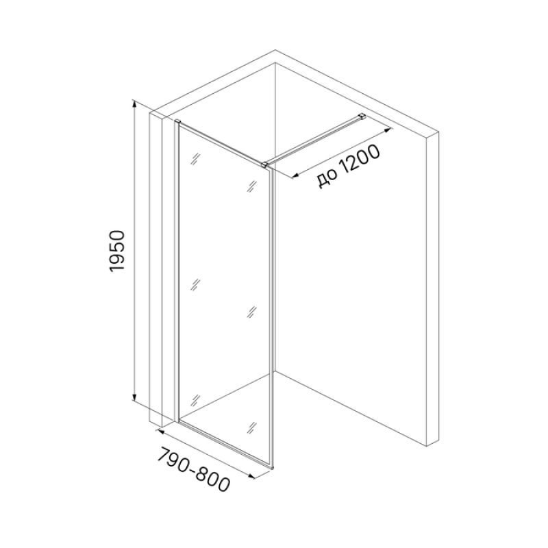Душевая перегородка IDDIS Slide SLI8GS8i23 Walk In 80x195, графитовый