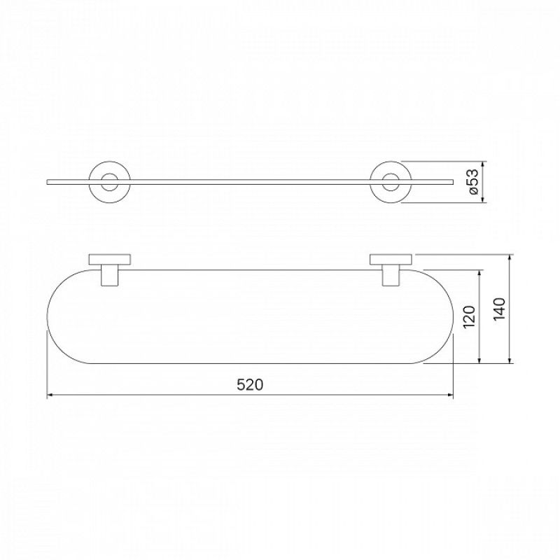 Полка, глянцевый хром, матовое стекло, сплав металлов, Sena, IDDIS, SENSSG0i44