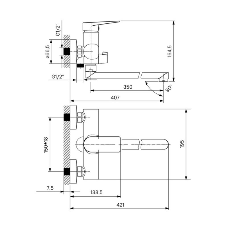 Смеситель для ванны Iddis Bridge BRDSB02i10WA универсальный Хром