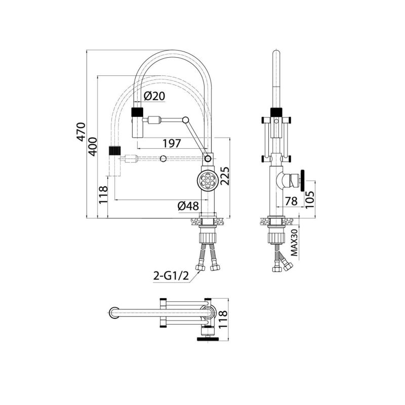 Смеситель для кухни Iddis Grange GRAGMFLi05 Графит