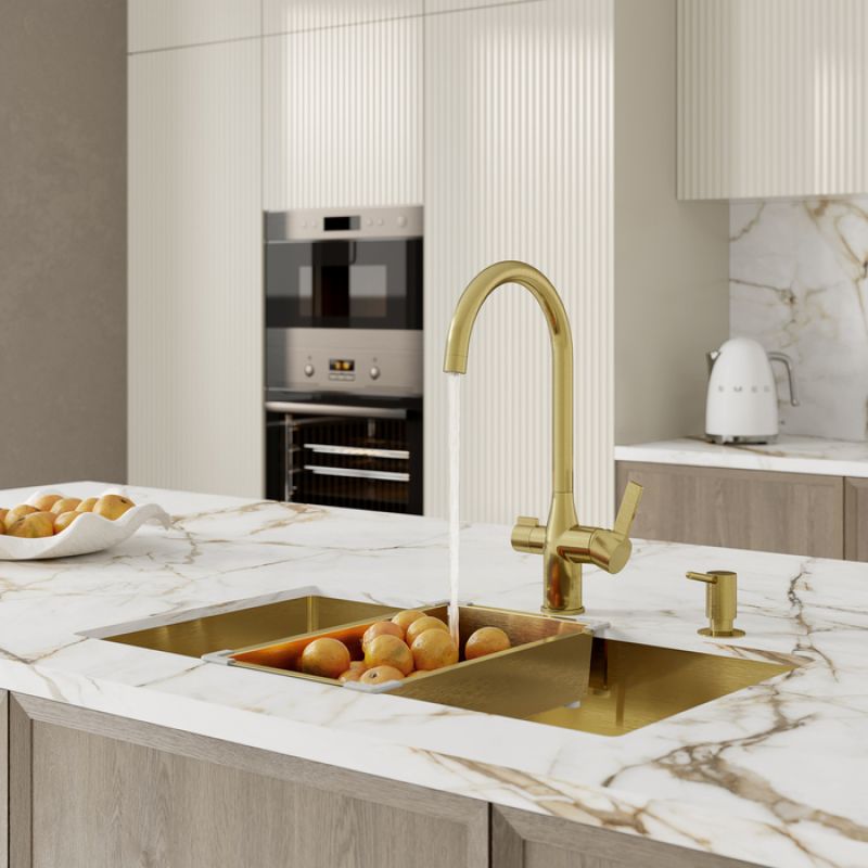 Смеситель для кухни с каналом для фильтрованной воды, матовое золото, Pure, IDDIS, PURMGFJi05