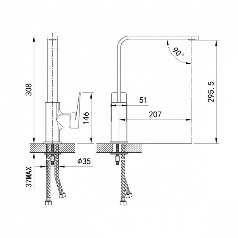 Смеситель для кухни Iddis Bridge BRDSB00i05 Хром