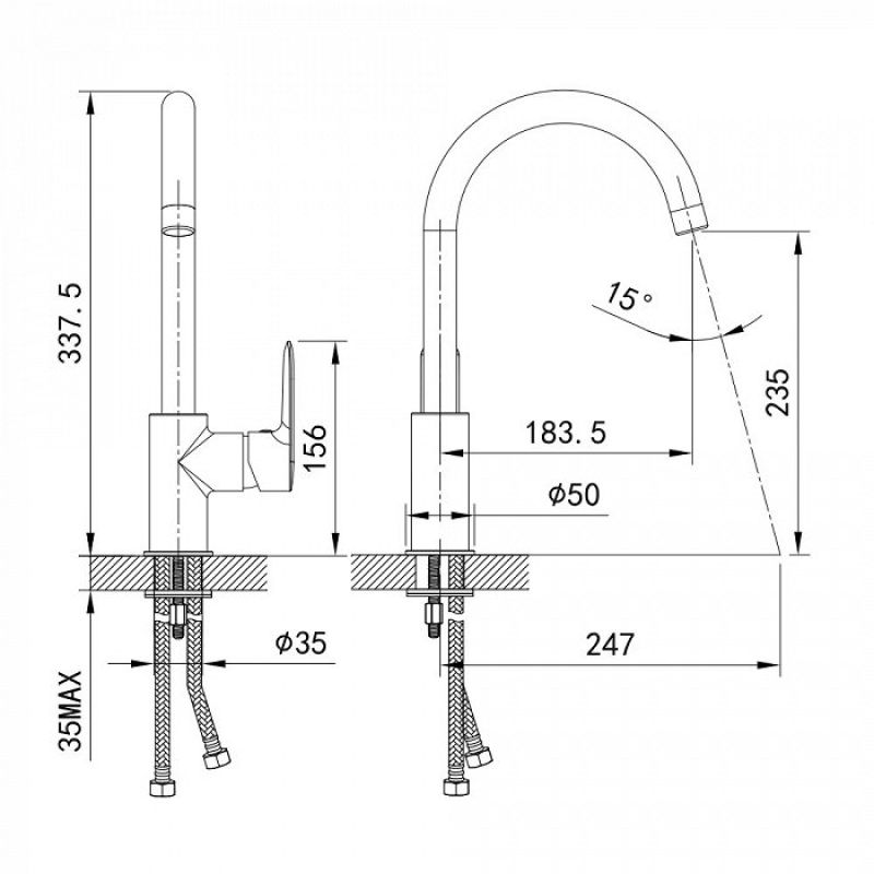 Смеситель для кухни Iddis Cuba CU1BNJ0i05 Сатиновый хром
