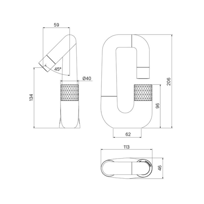 Смеситель для раковины Iddis Twist TWIBLBTi01 Черный матовый